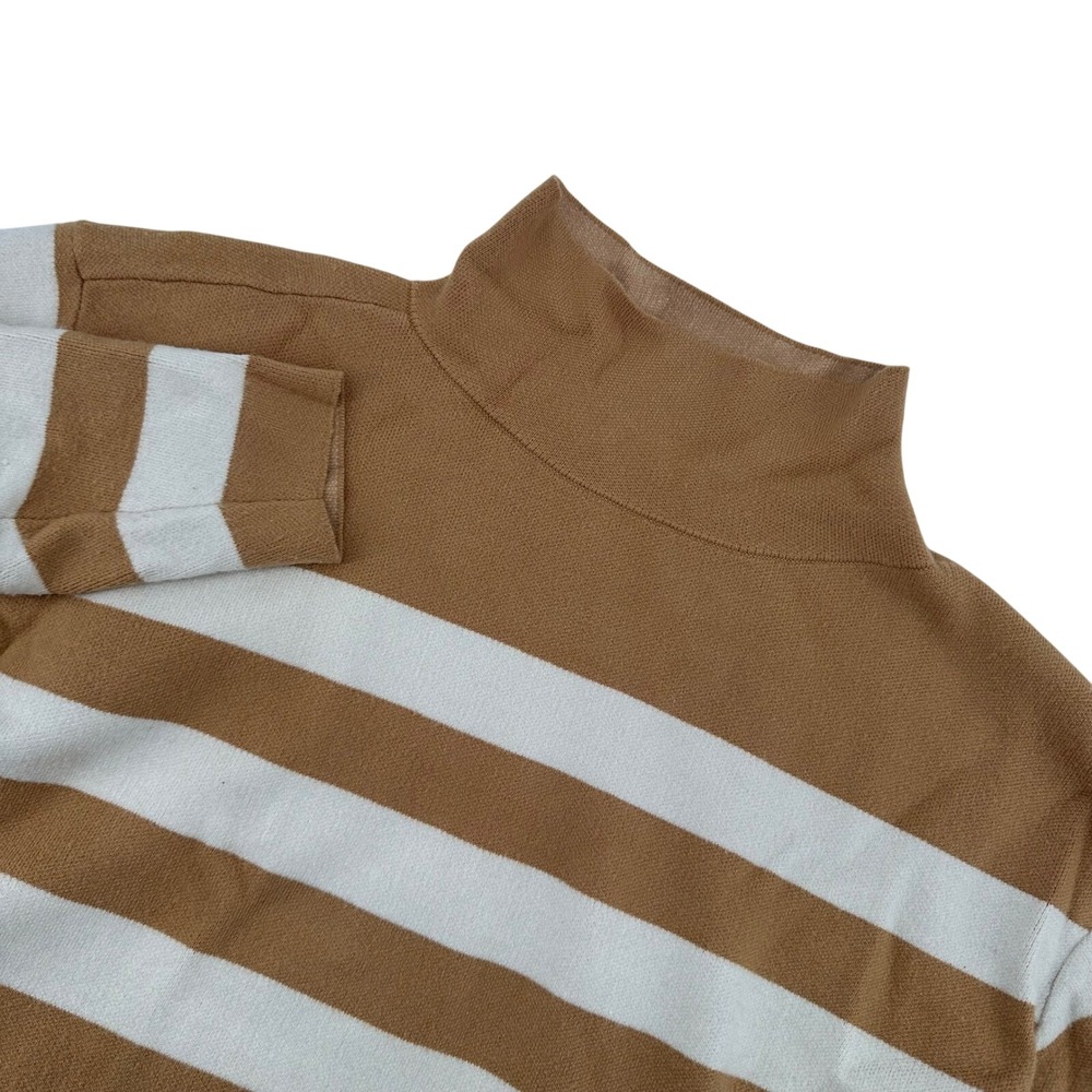 Maeve Anthropologie Striped Mock Neck‎ Pullover Sweater Tan White XS